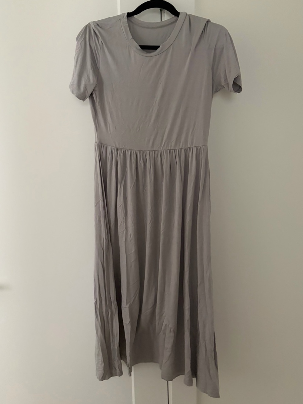 SHEIN Light Grey Crewneck Short-Sleeve Midi Dress